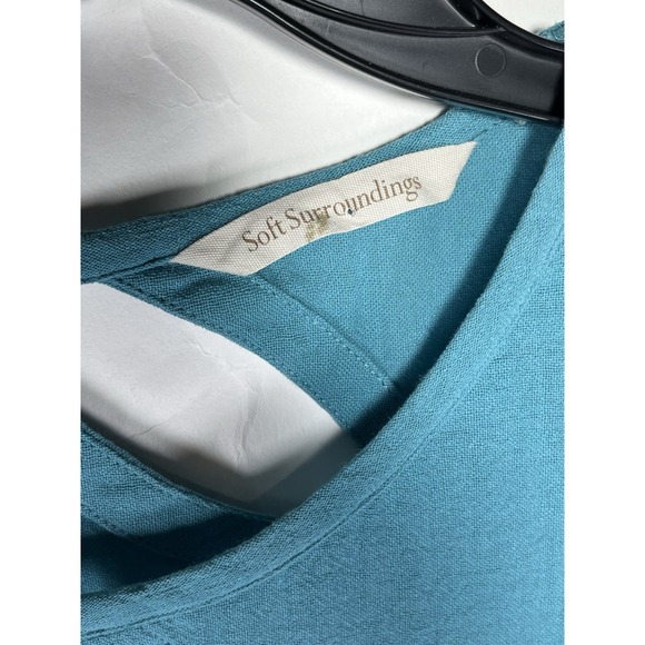 Soft Surroundings Modern Gauze Tunic Top Blouse Tropical Teal Size PS *read* - Picture 6 of 11